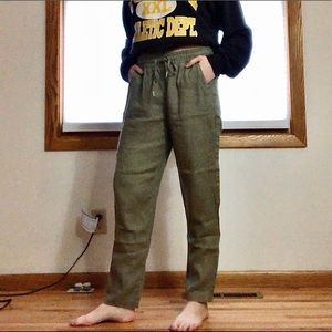 Olive Linen Pants